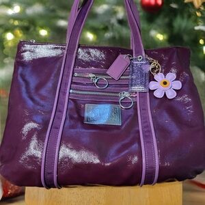 Coach Poppy 1941 Eggplant Patnent Leather Tote. Rare Color.